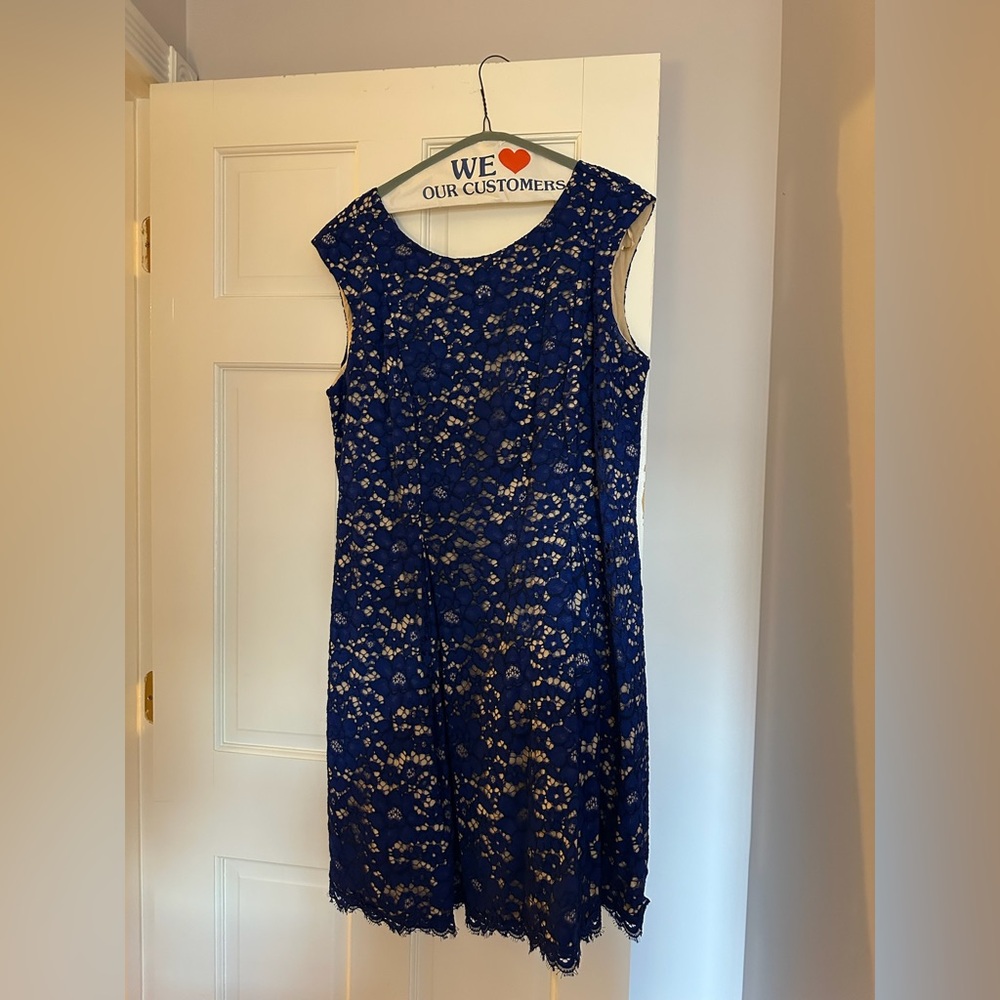 Eliza J Navy Lace Midi Dress